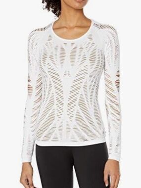 Alo Yoga Wanderer Top Women's Long Sleeve Geo Cut Out Stretch Shirt